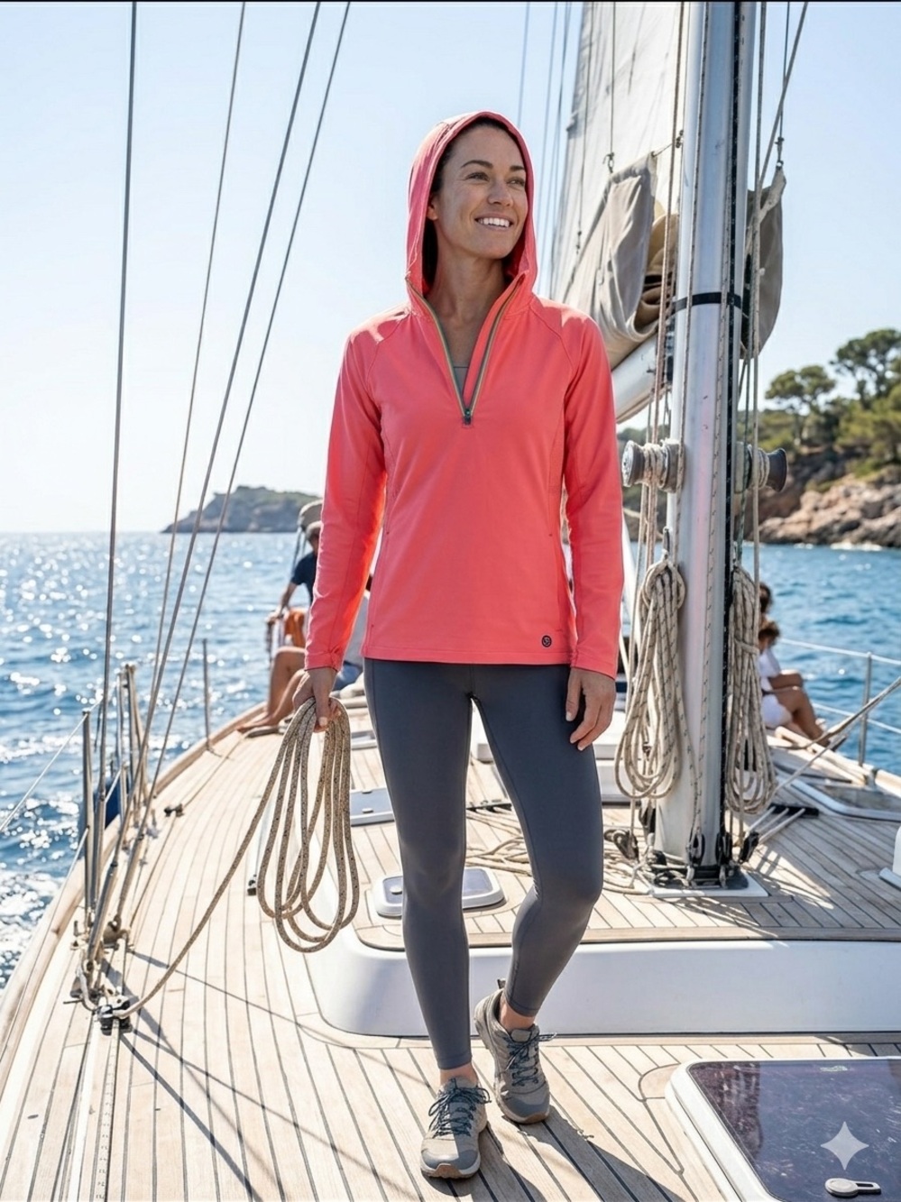 Straight Down Women's Coral Pink Hooded Pullover Jacket